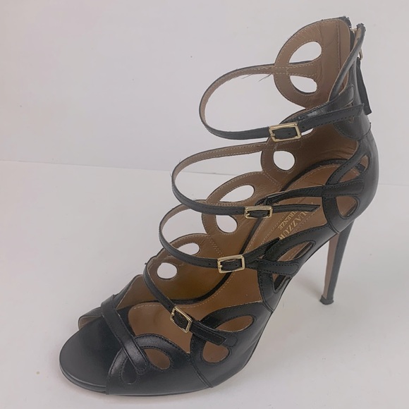 Aquazzura Firenze Looped Cage Leather Heels - Picture 1 of 12